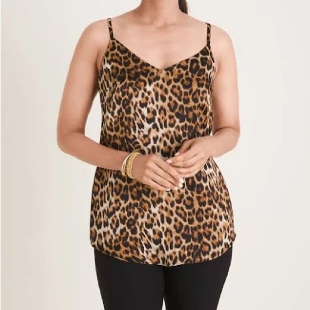 Chico's Hammered Satin Leopard Print Camisole